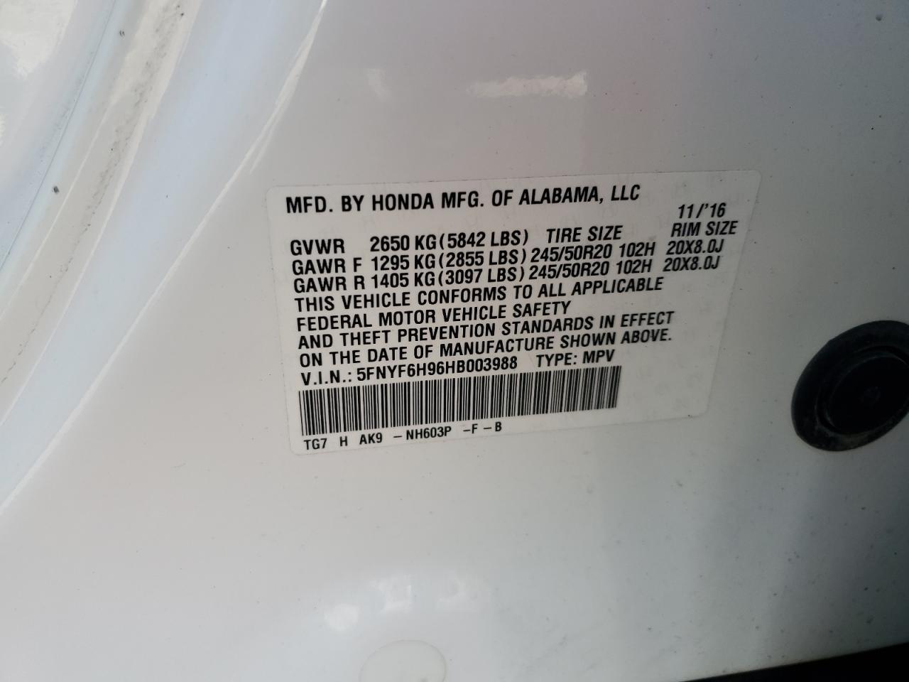 2017 HONDA PILOT