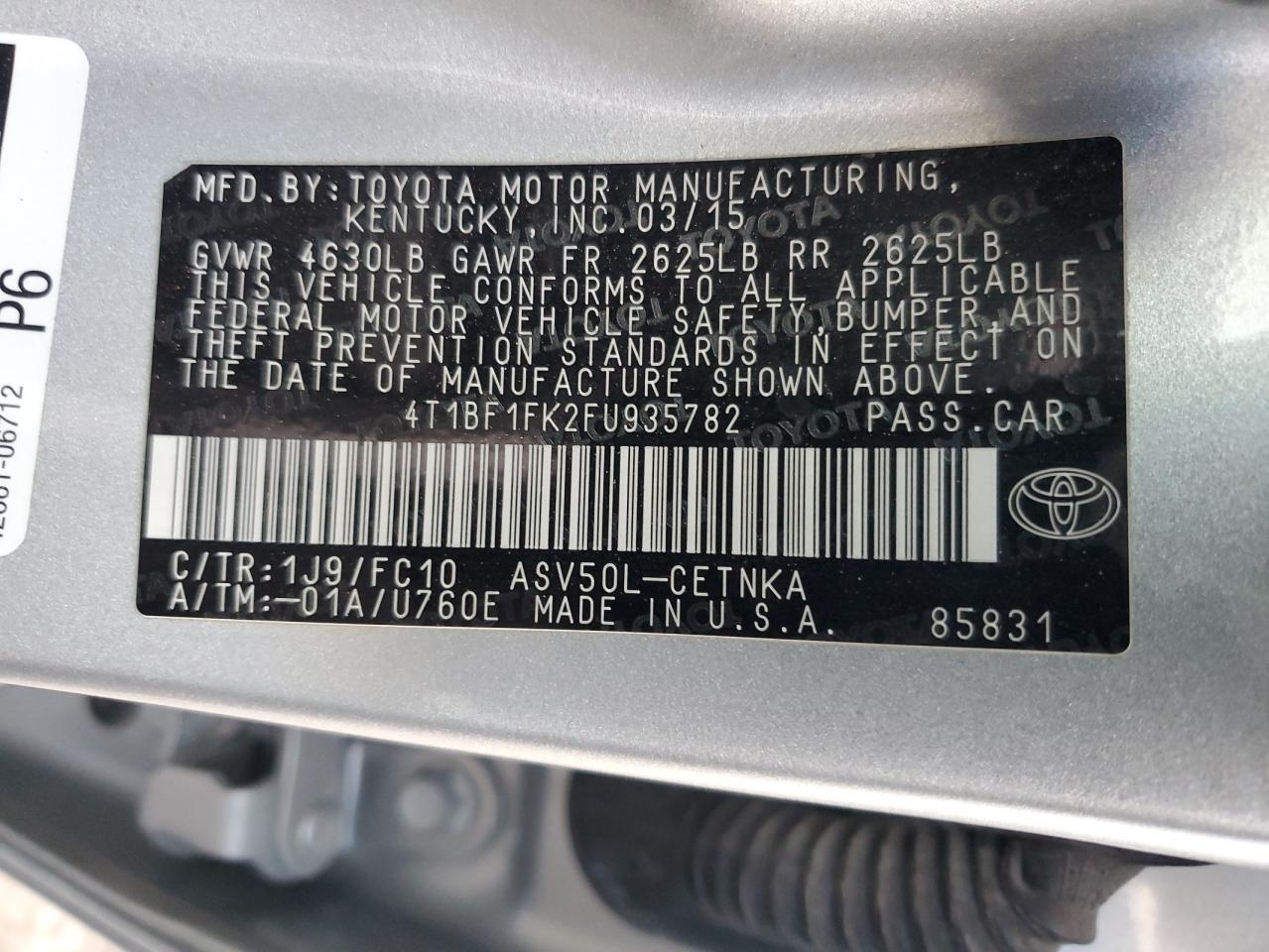 2015 TOYOTA CAMRY