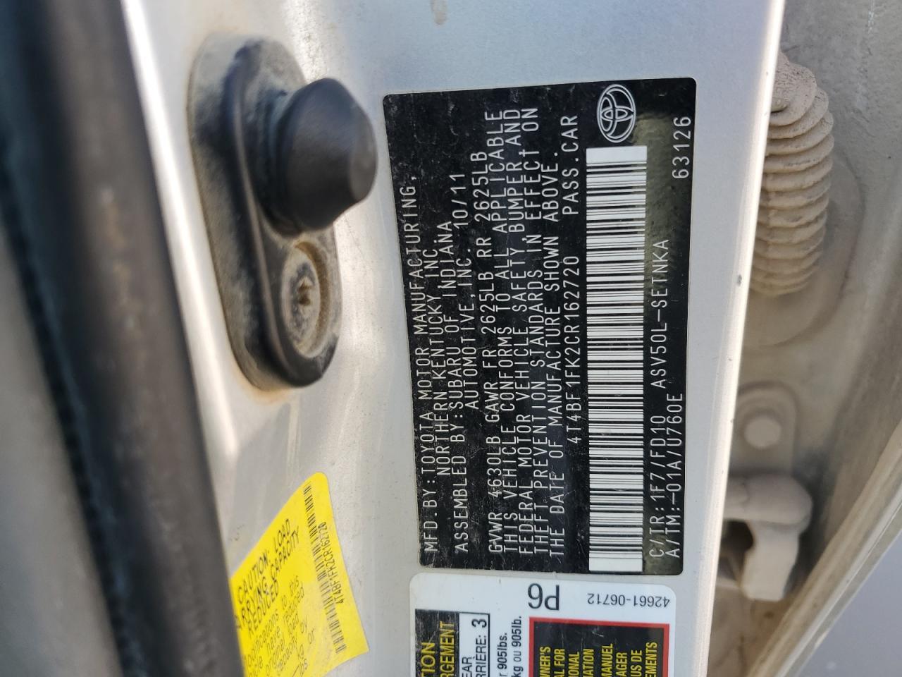 2012 TOYOTA CAMRY