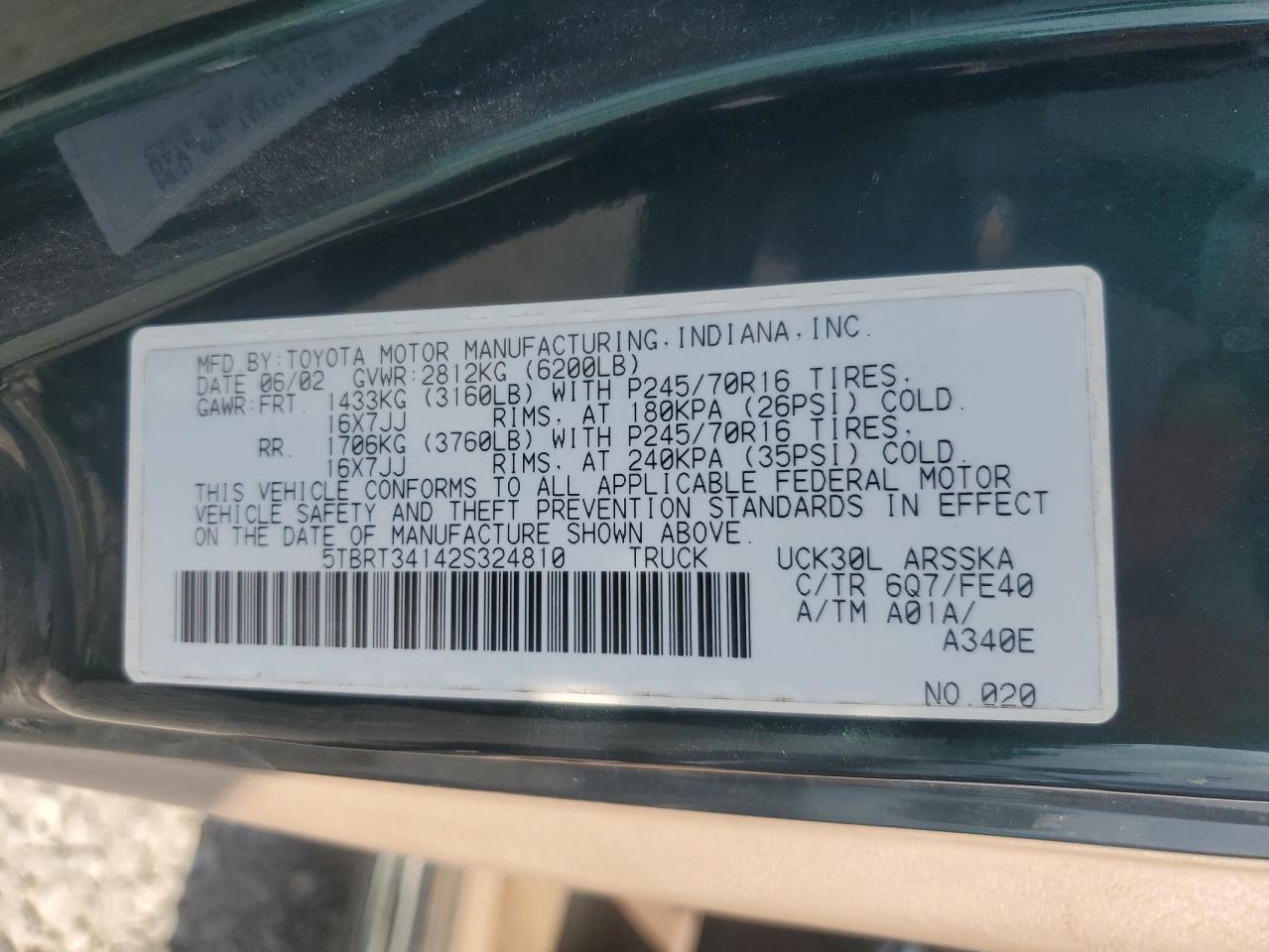 2002 TOYOTA TUNDRA