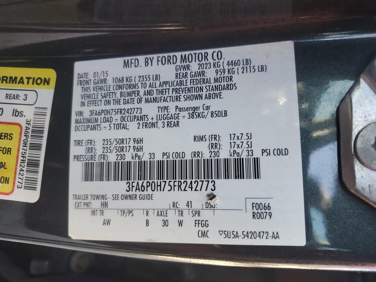 2015 FORD FUSION