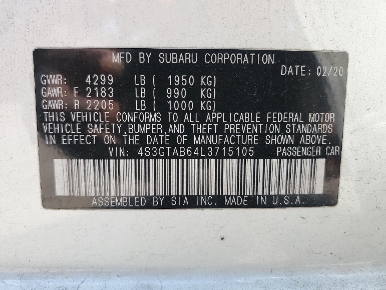 2020 SUBARU IMPREZA