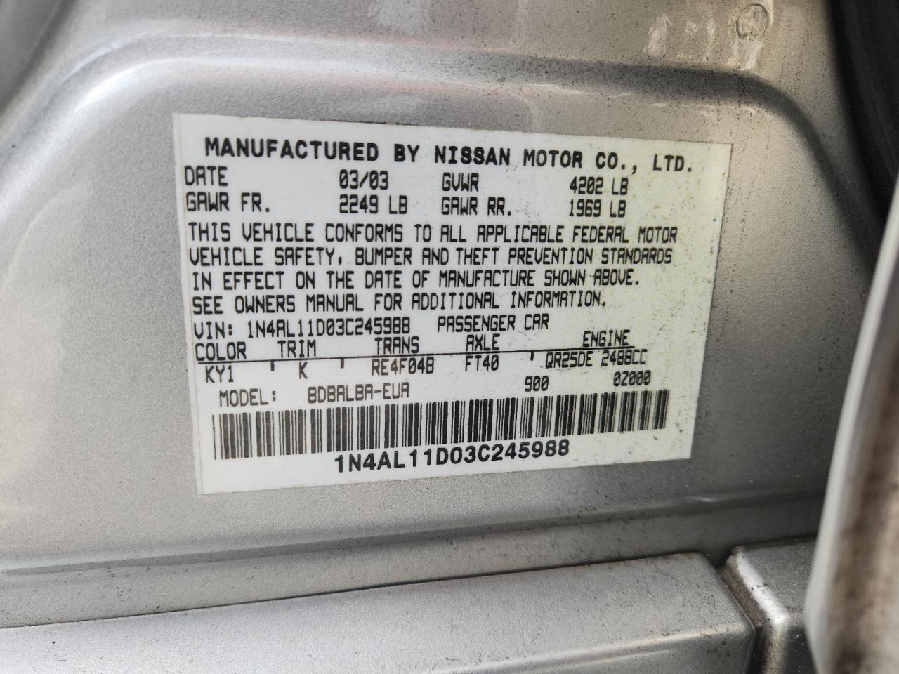 2003 NISSAN ALTIMA