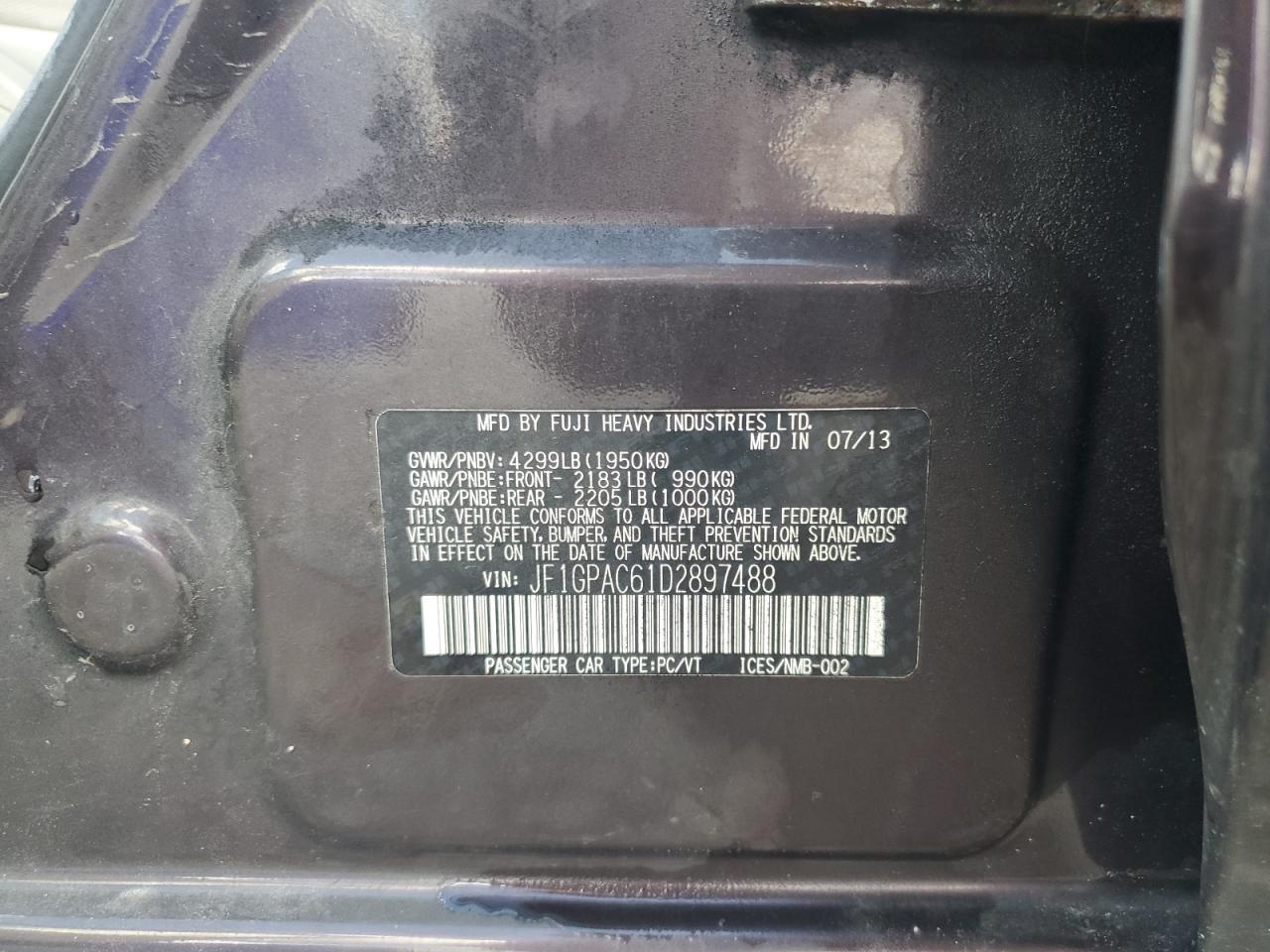 2013 SUBARU IMPREZA