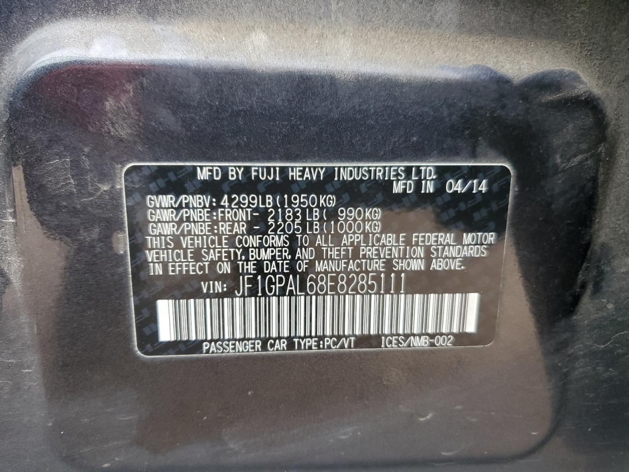 2014 SUBARU IMPREZA