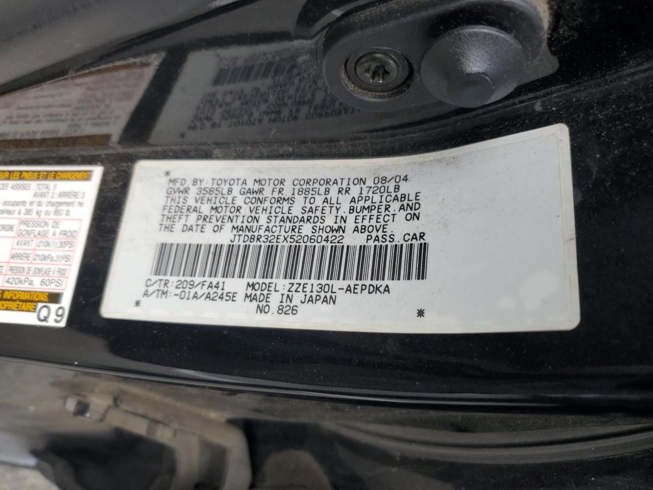 2005 TOYOTA COROLLA