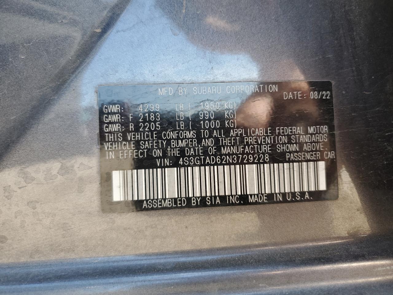 2022 SUBARU IMPREZA