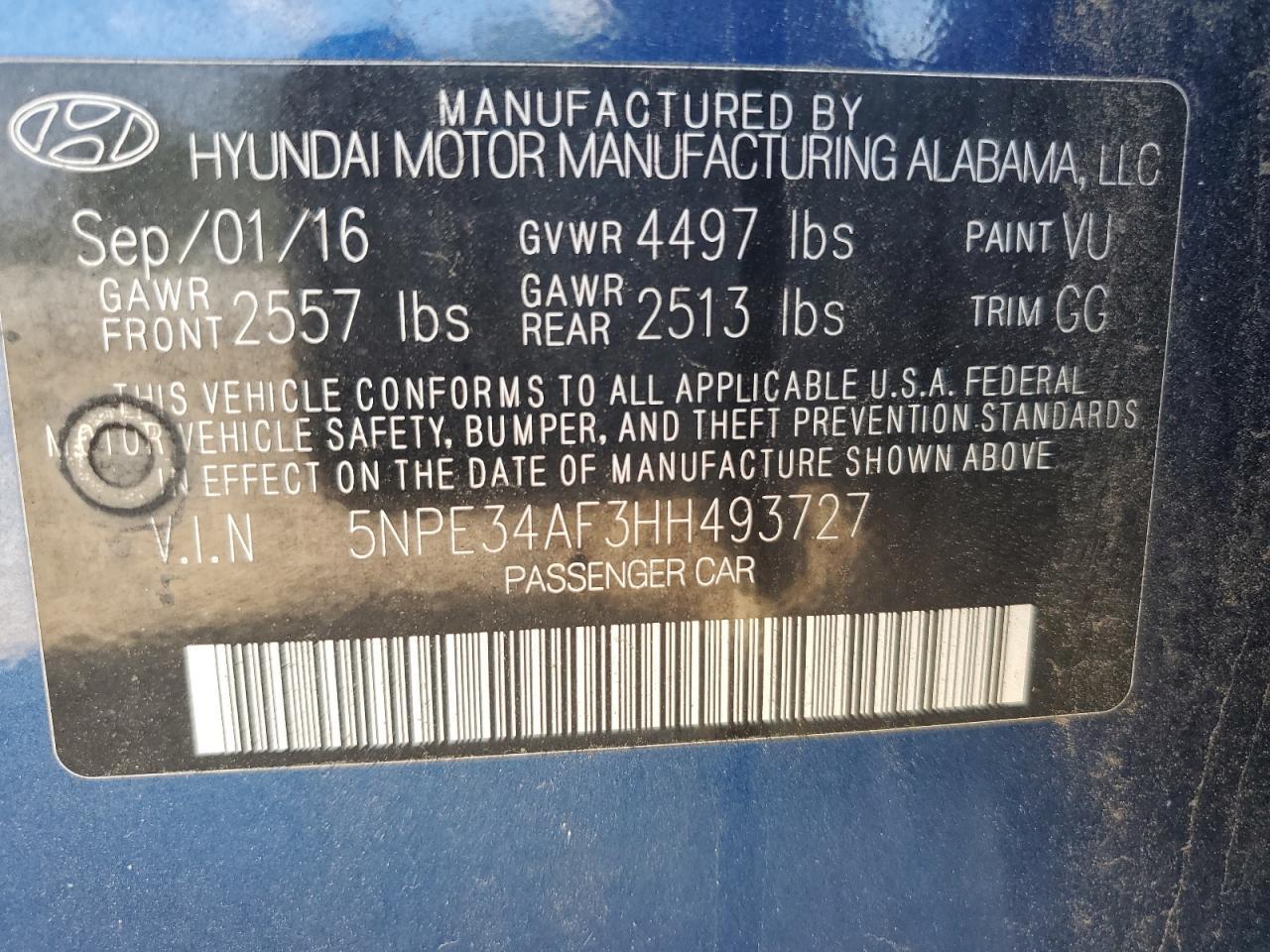 2017 HYUNDAI SONATA