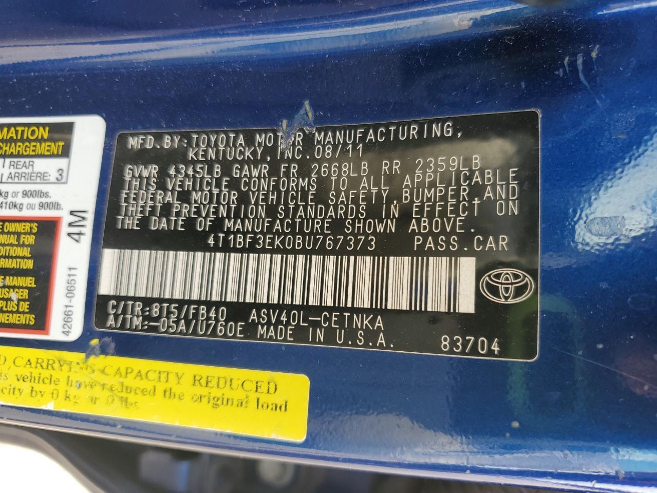 2011 TOYOTA CAMRY