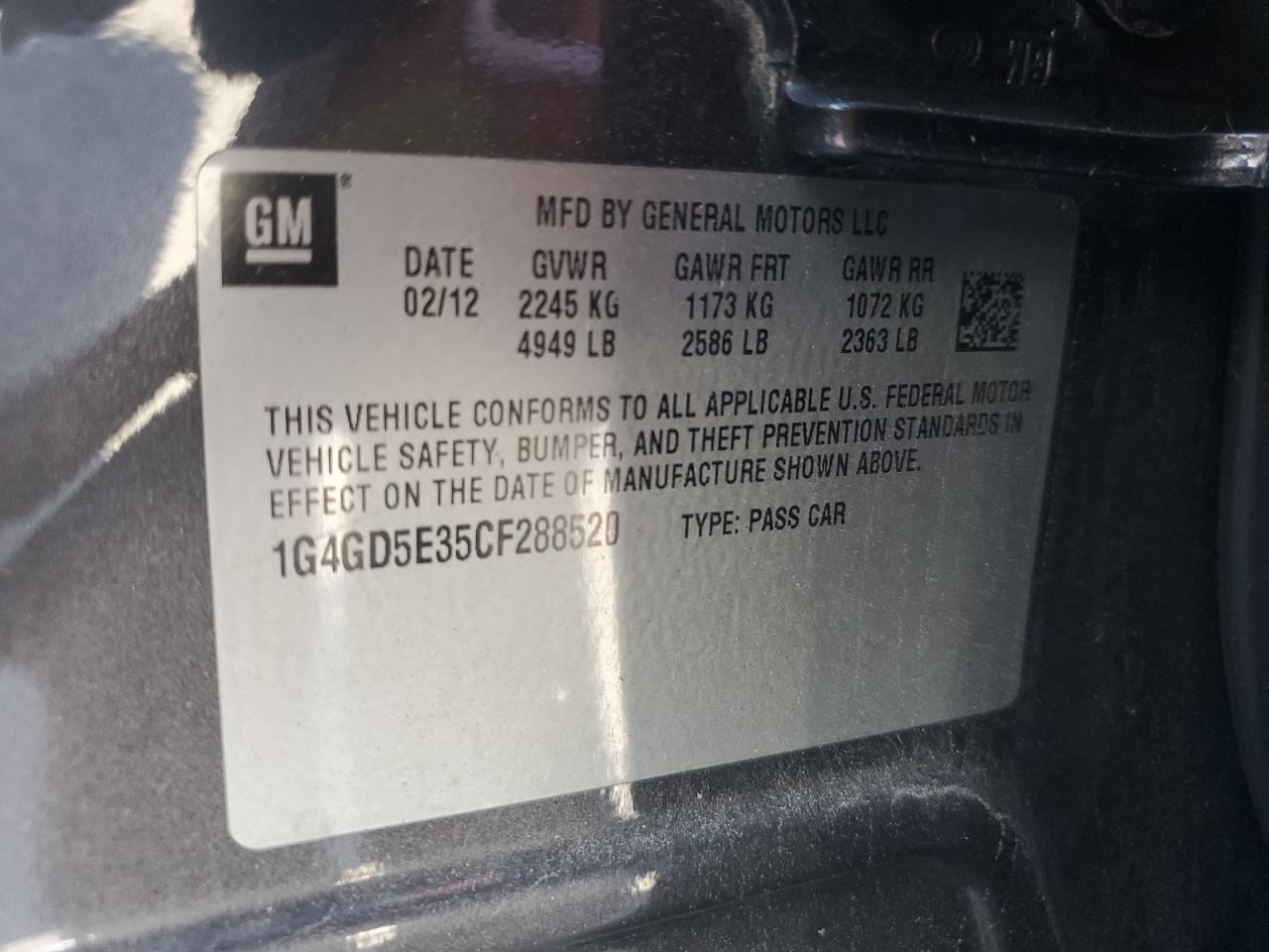 2012 BUICK LACROSSE
