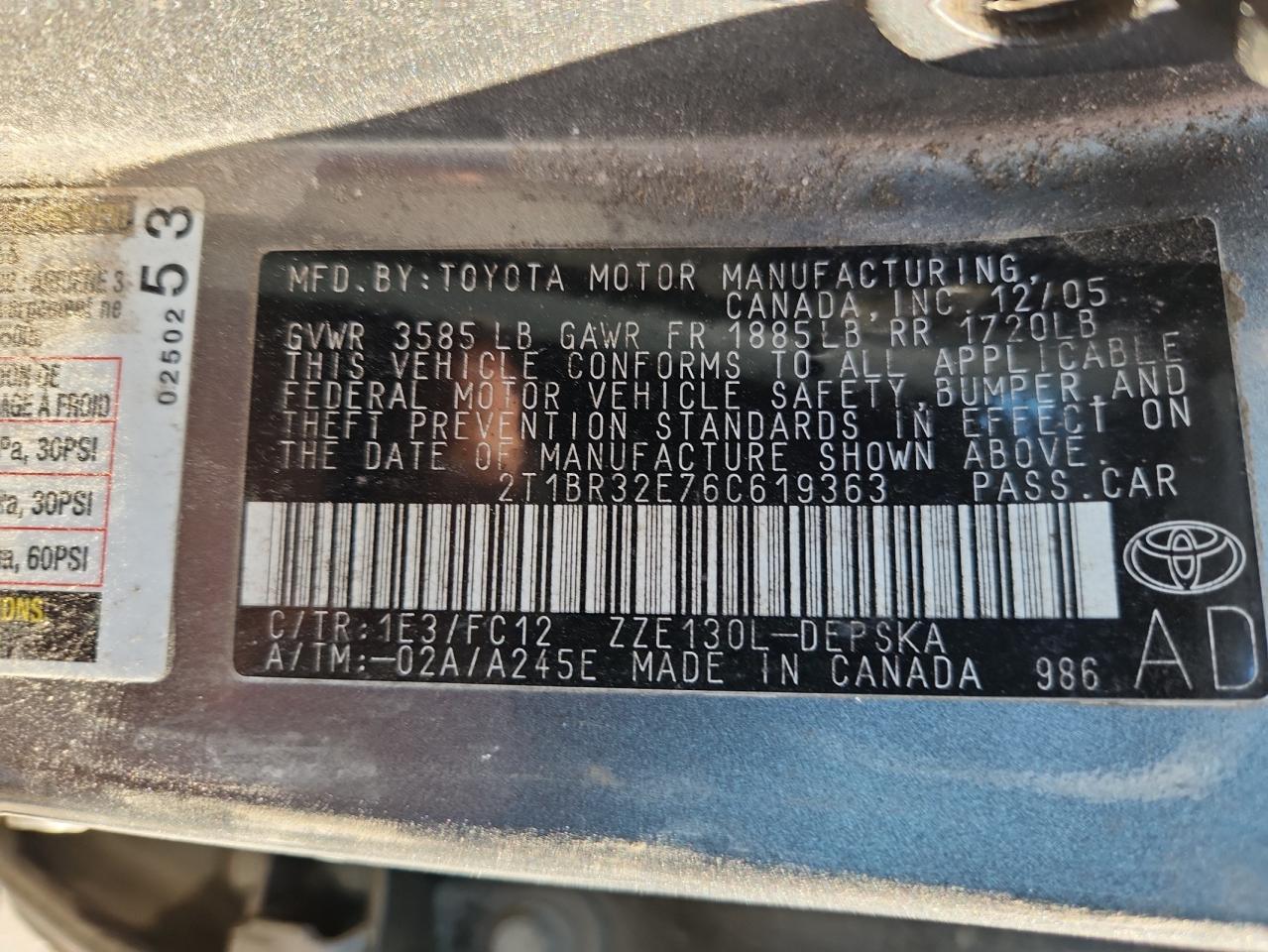 2006 TOYOTA COROLLA