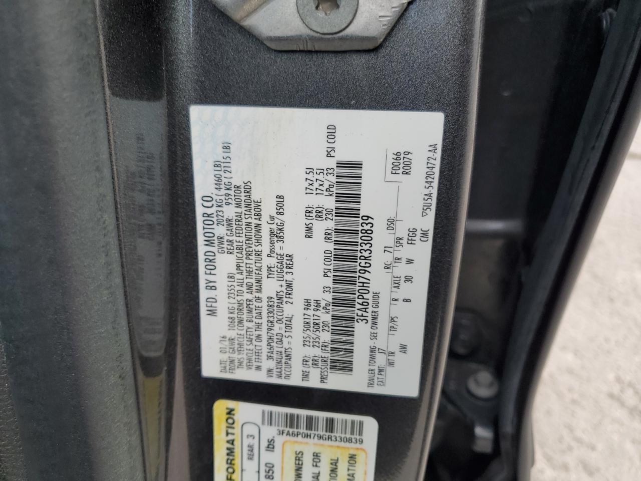 2016 FORD FUSION