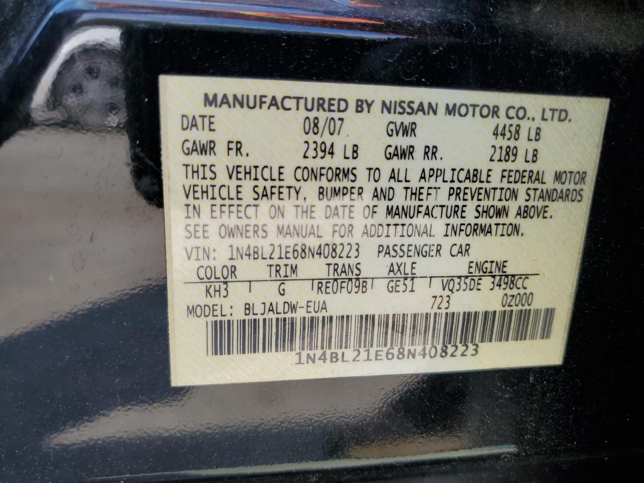 2008 NISSAN ALTIMA
