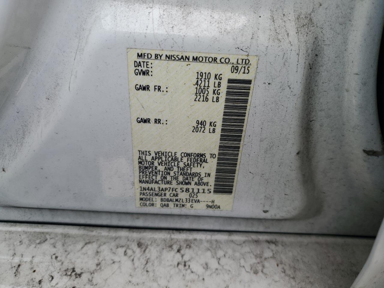 2015 NISSAN ALTIMA