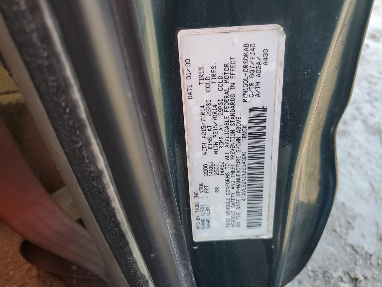 2000 TOYOTA TACOMA