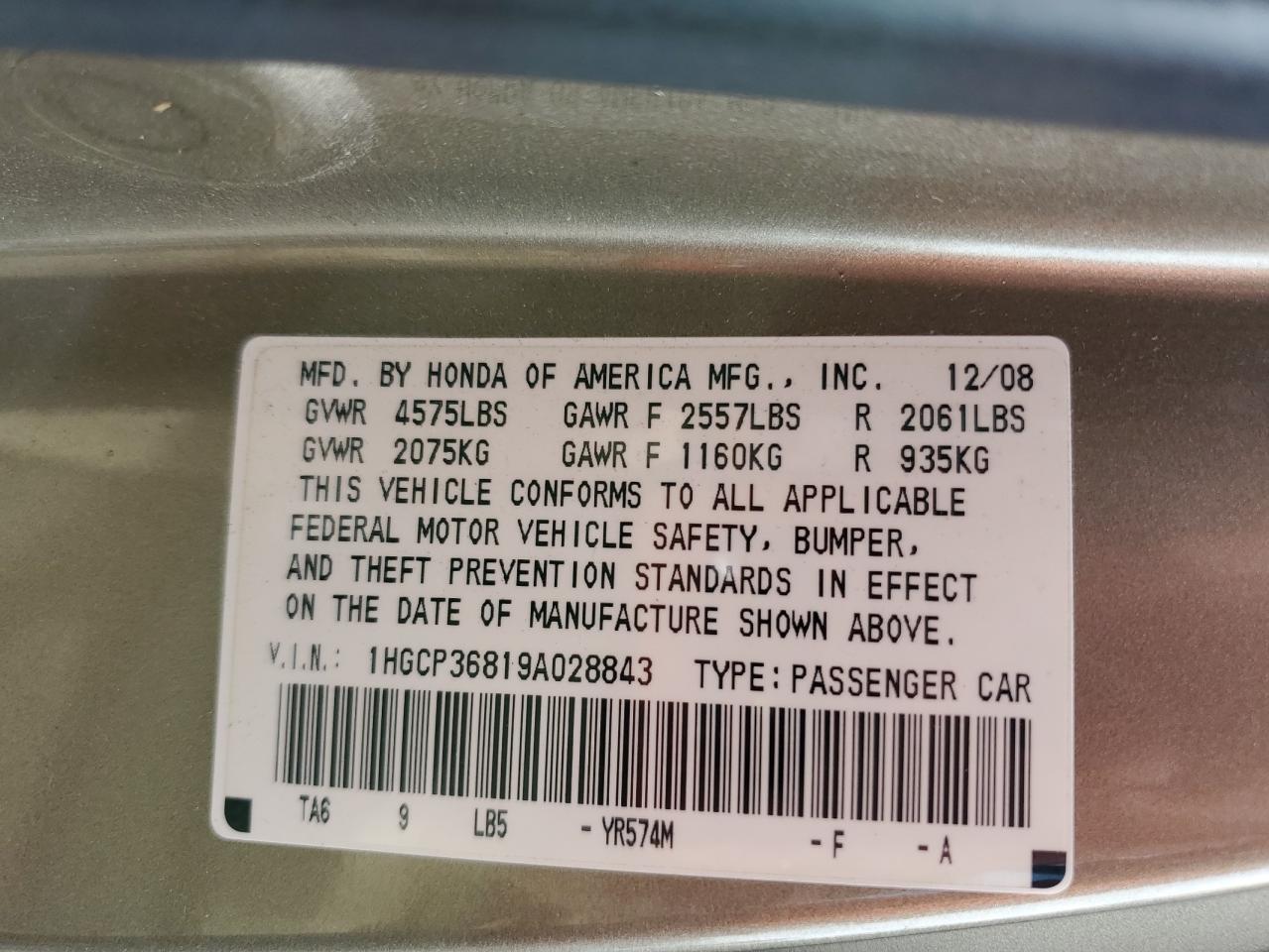 2009 HONDA ACCORD