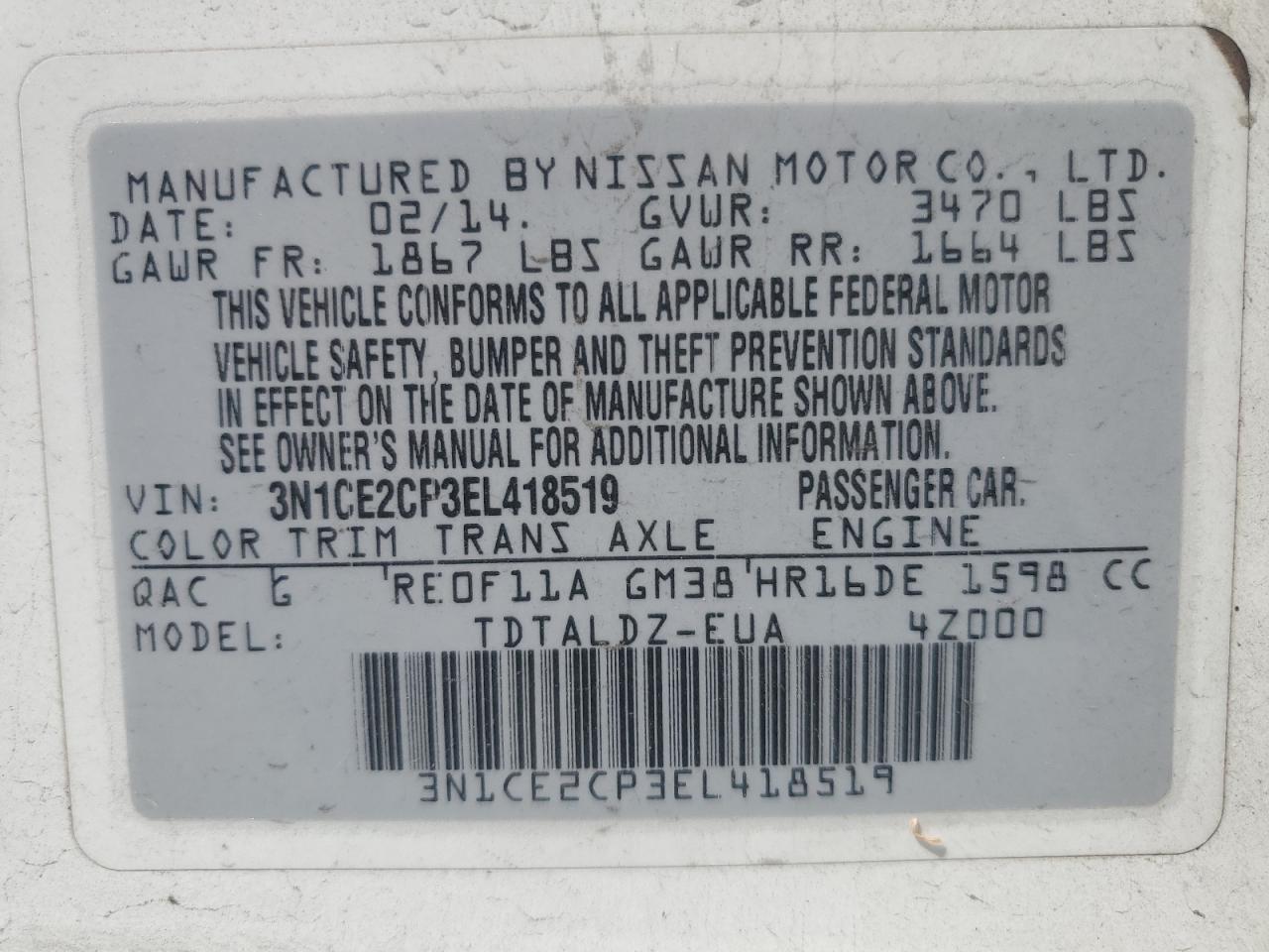 2014 NISSAN Versa Note