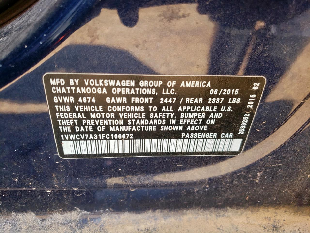 2015 VOLKSWAGEN Passat