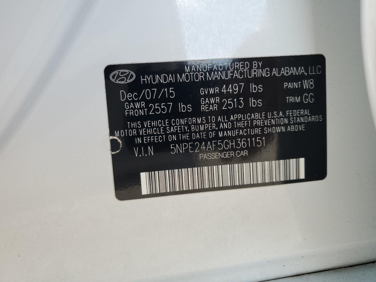 2016 HYUNDAI SONATA