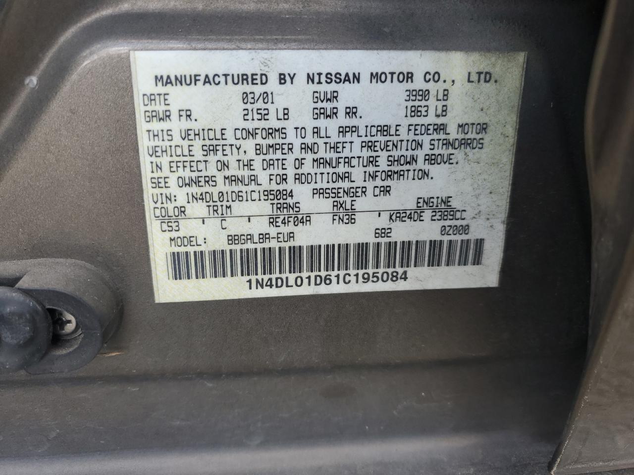 2001 NISSAN ALTIMA