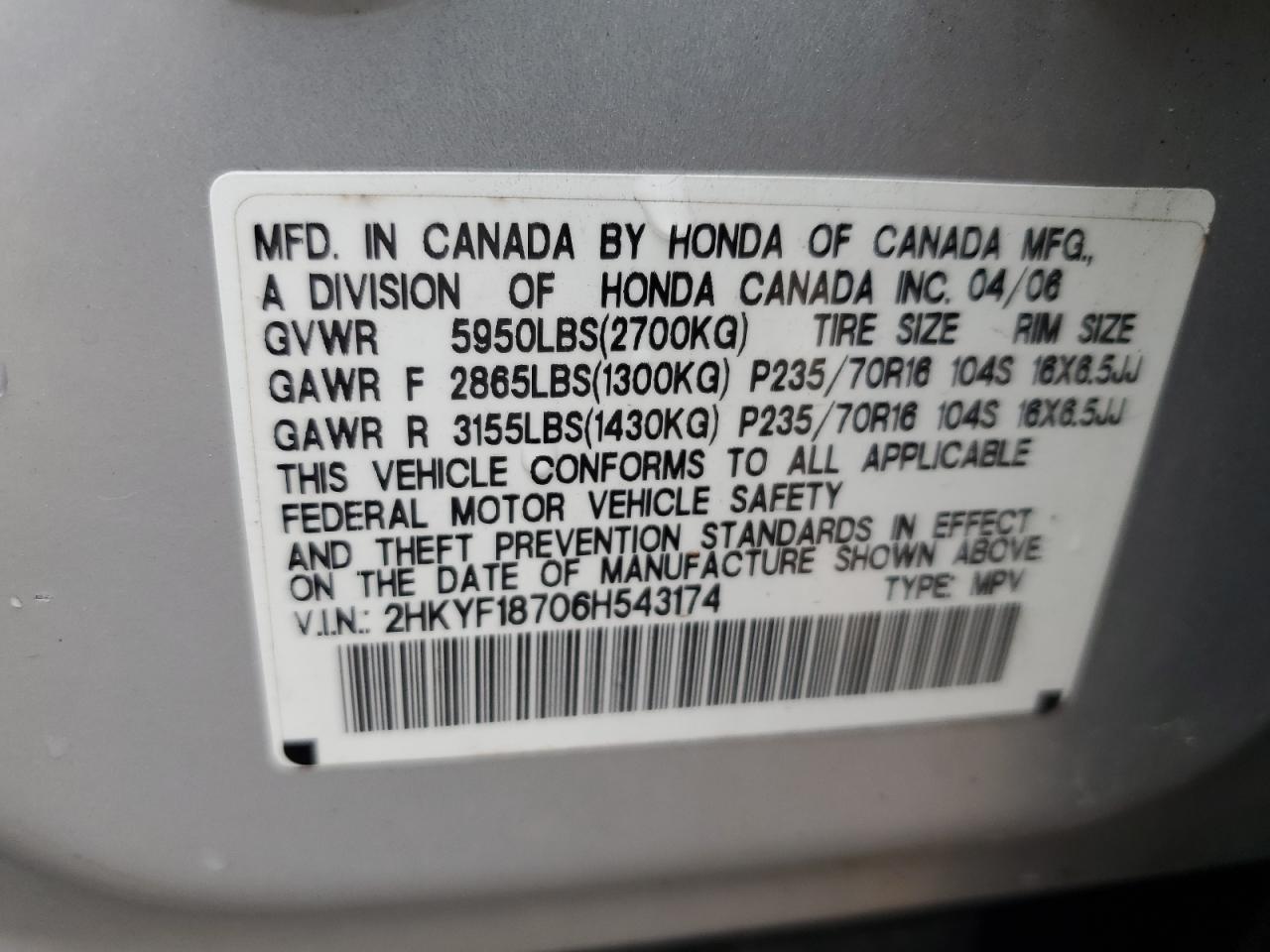 2006 HONDA PILOT