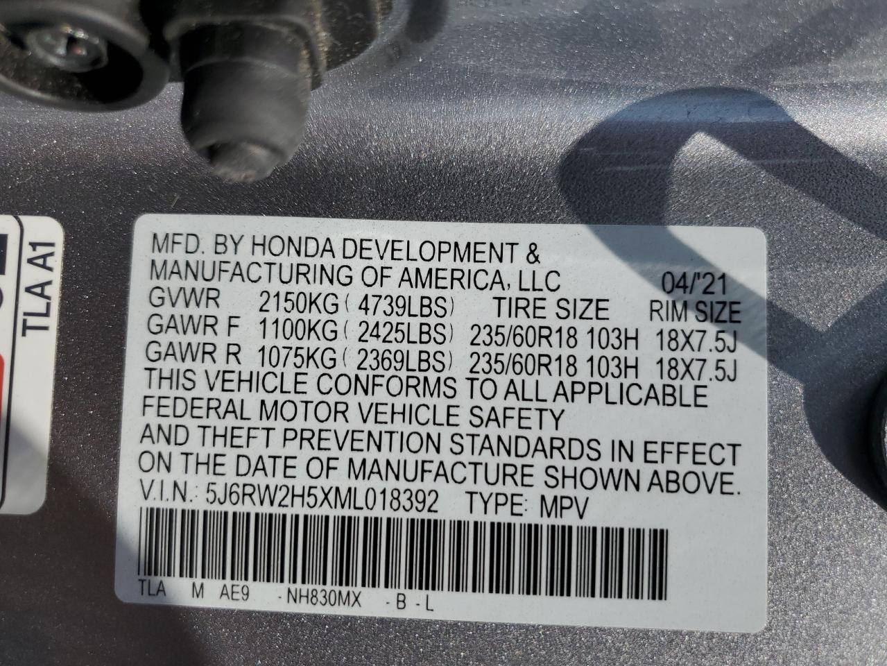 2021 HONDA CR-V