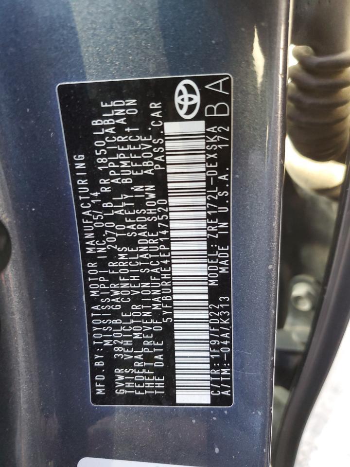 2014 TOYOTA COROLLA