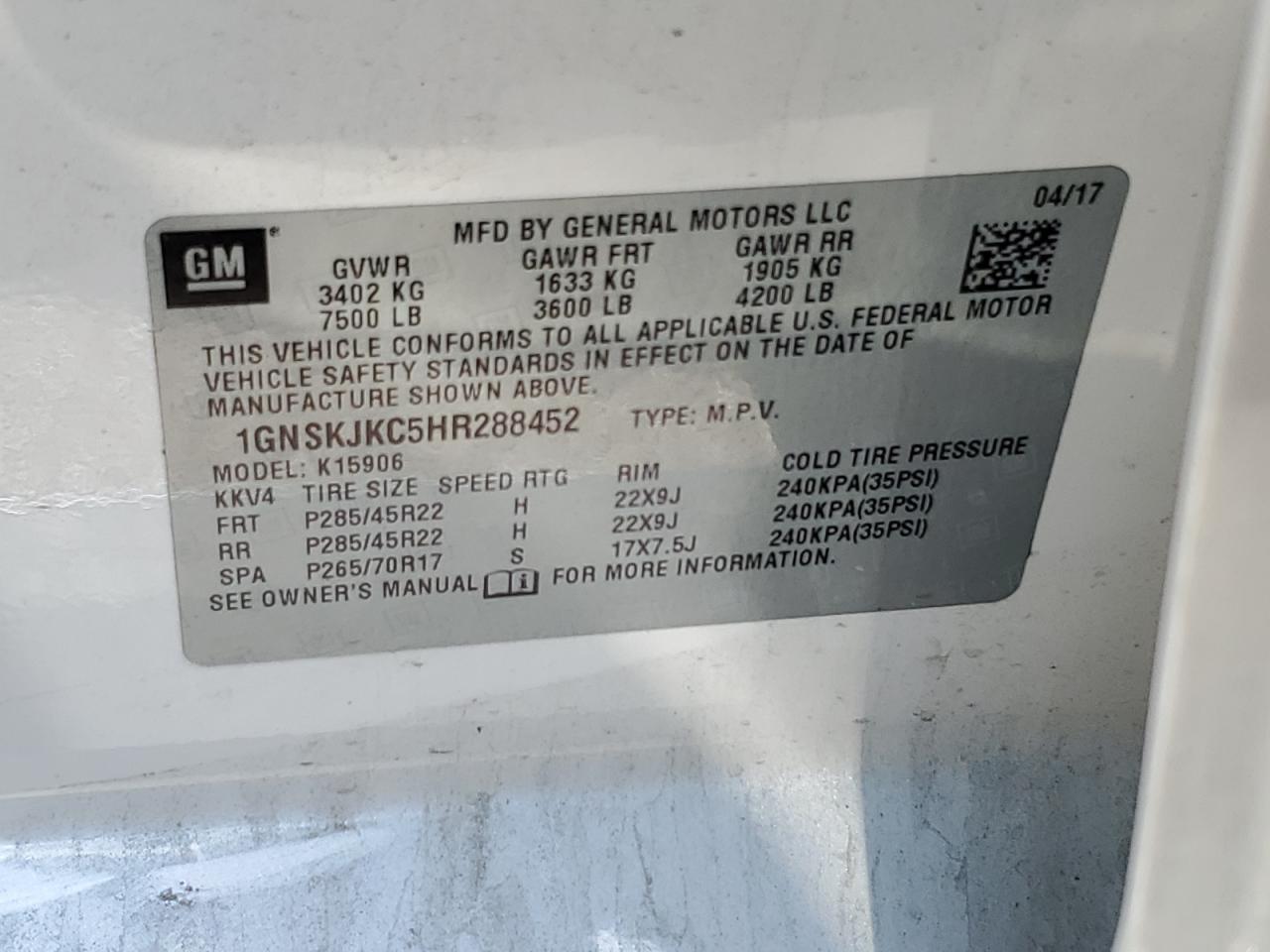 2017 CHEVROLET Suburban
