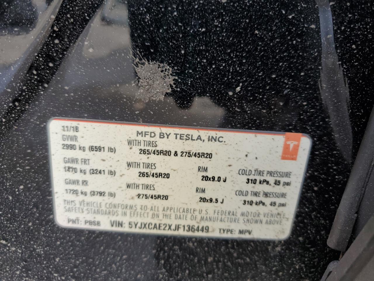 2018 TESLA MODEL X