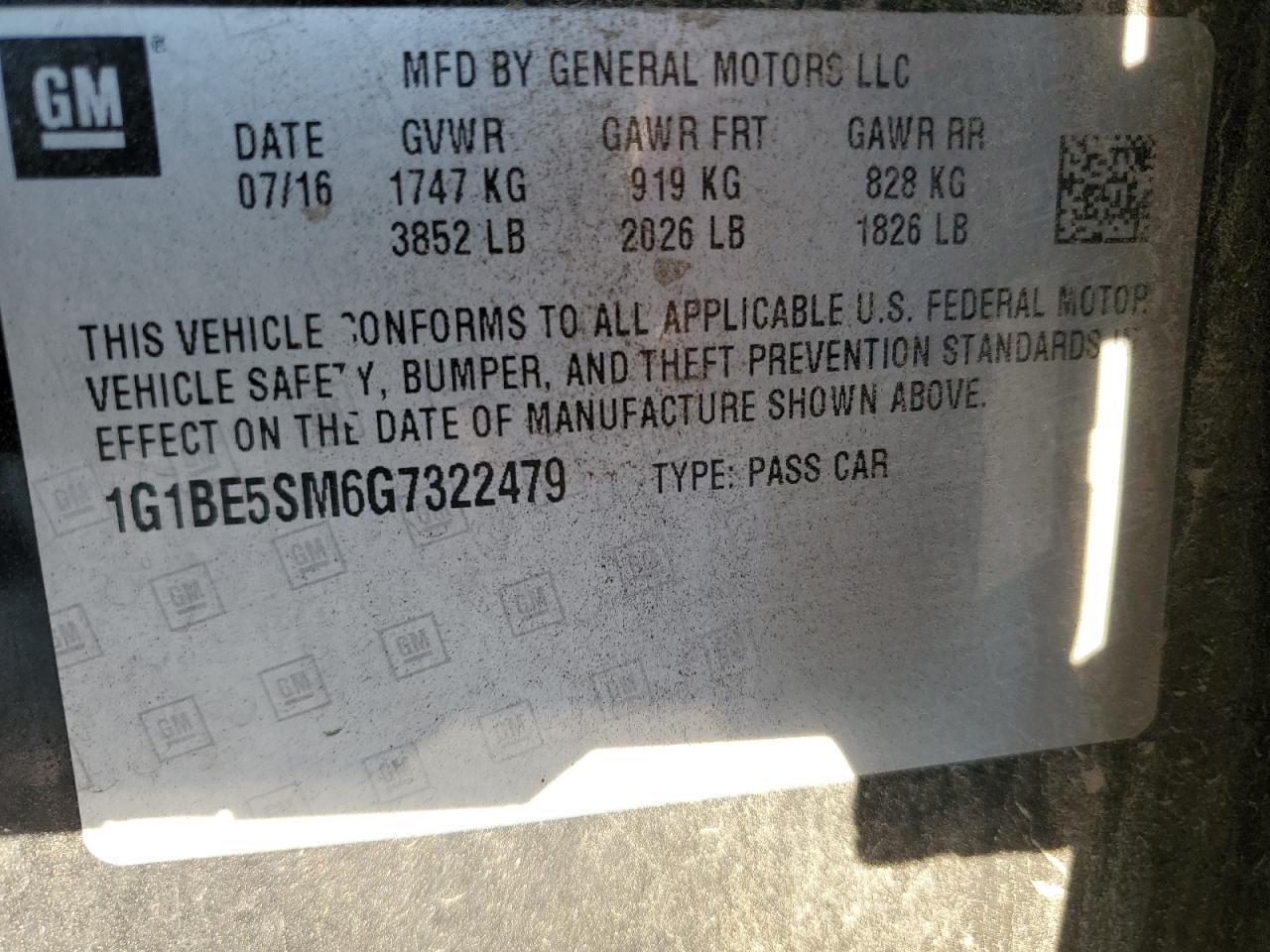 2016 CHEVROLET CRUZE