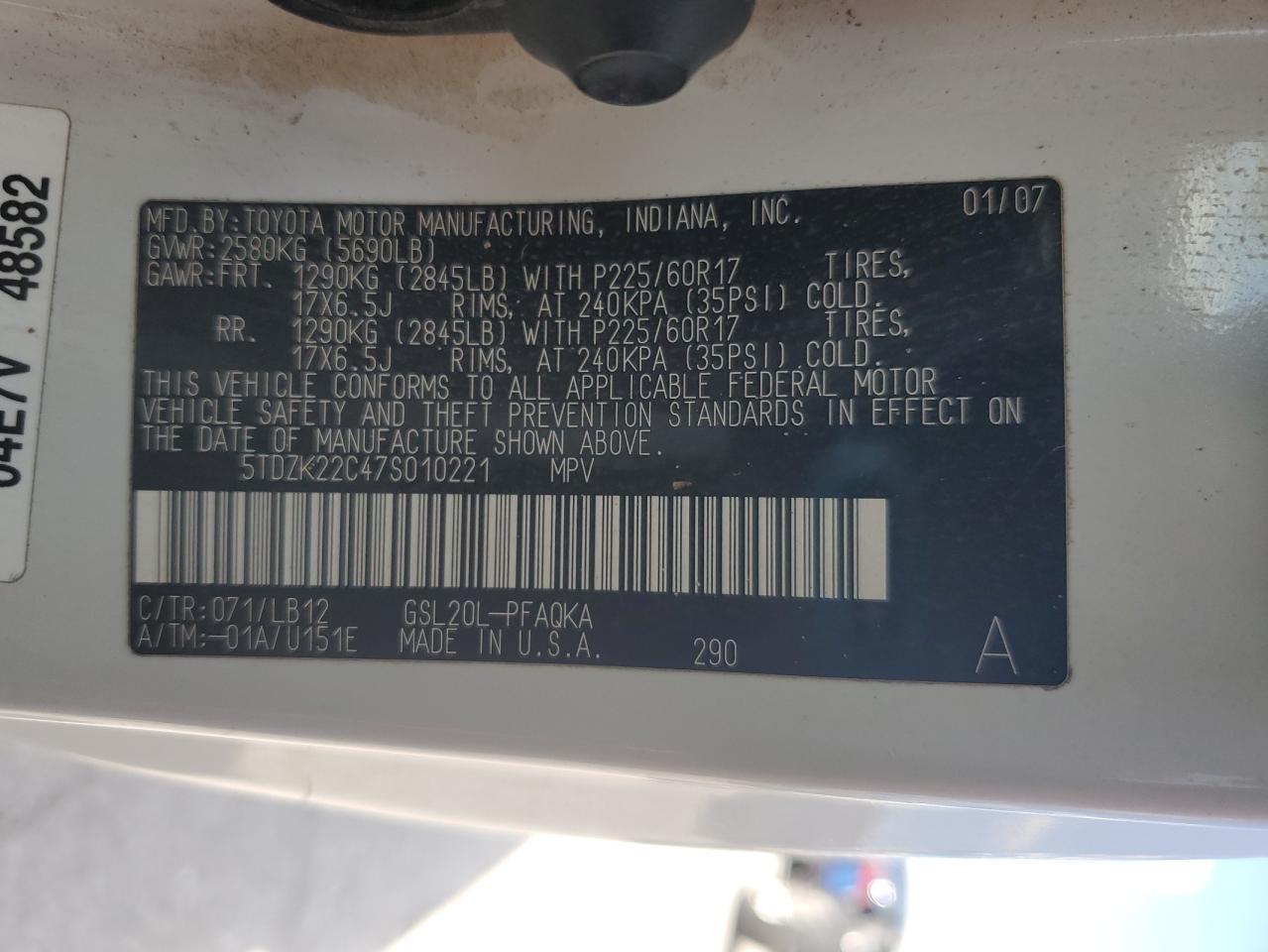 2007 TOYOTA SIENNA