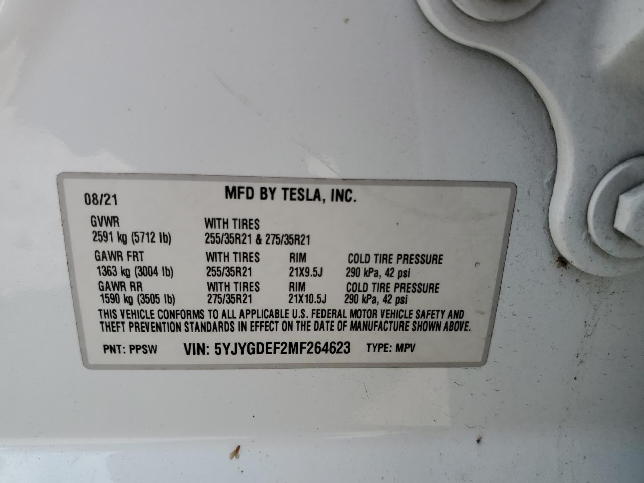 2021 TESLA MODEL Y