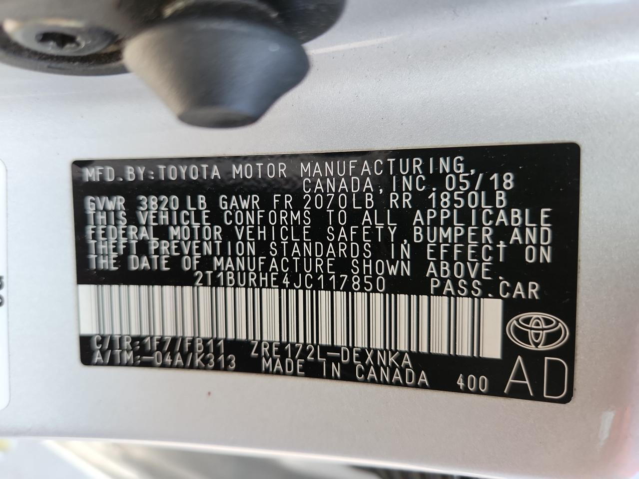 2018 TOYOTA COROLLA