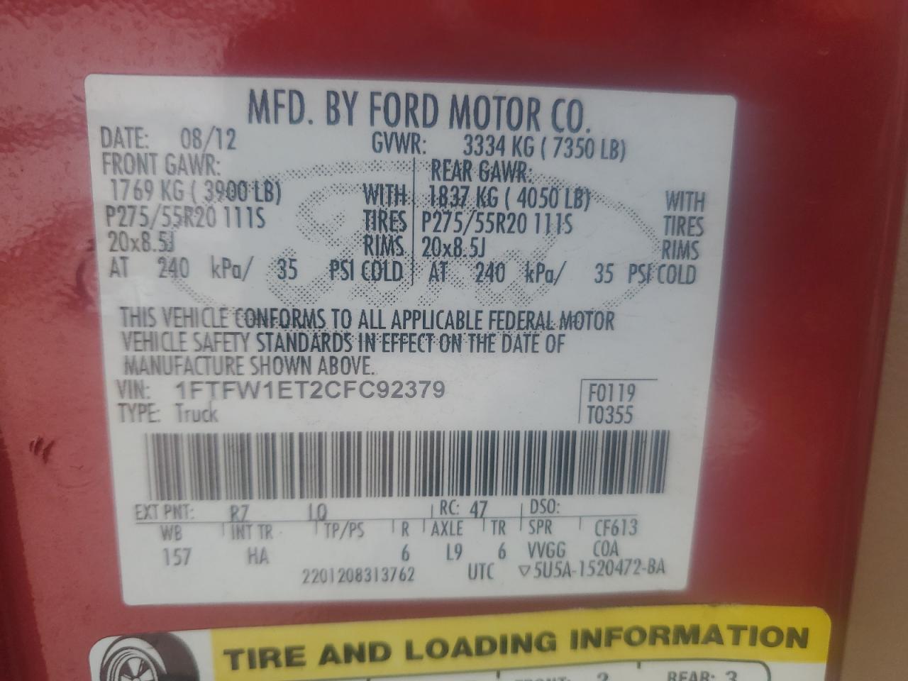 2012 FORD F-150