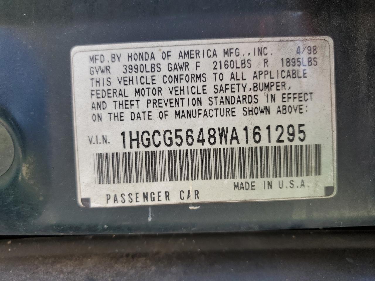 1998 HONDA ACCORD
