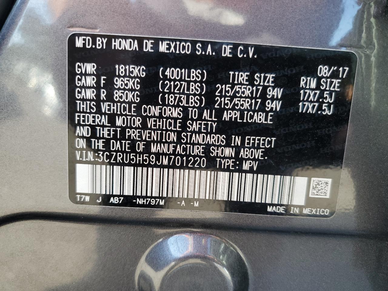2018 HONDA HR-V