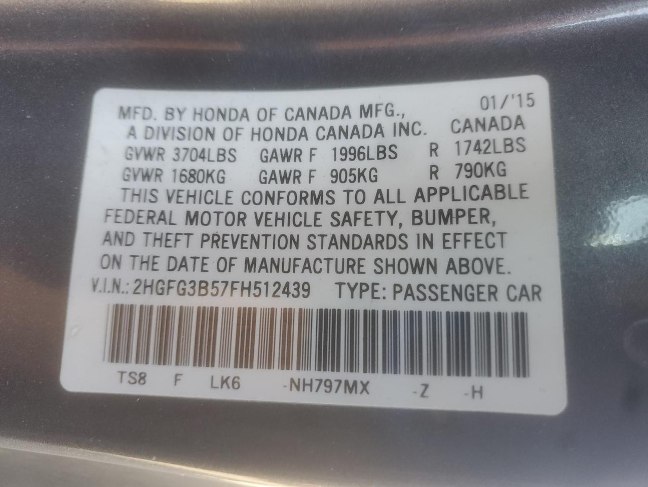 2015 HONDA CIVIC