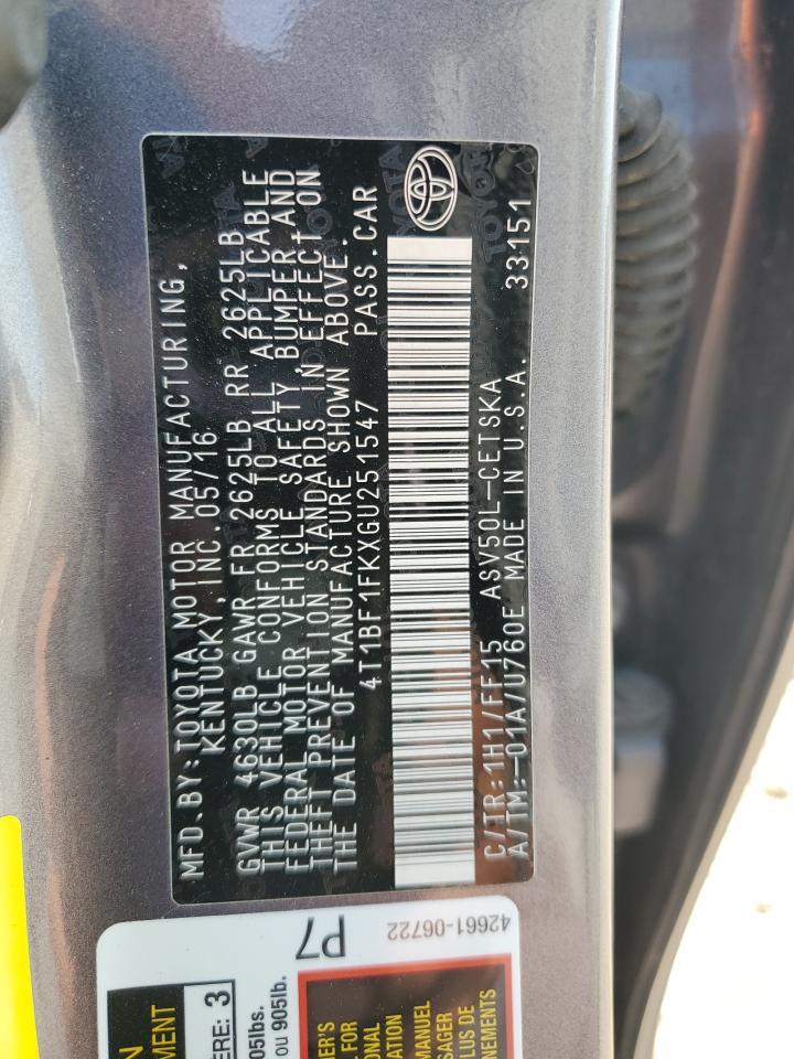 2016 TOYOTA CAMRY