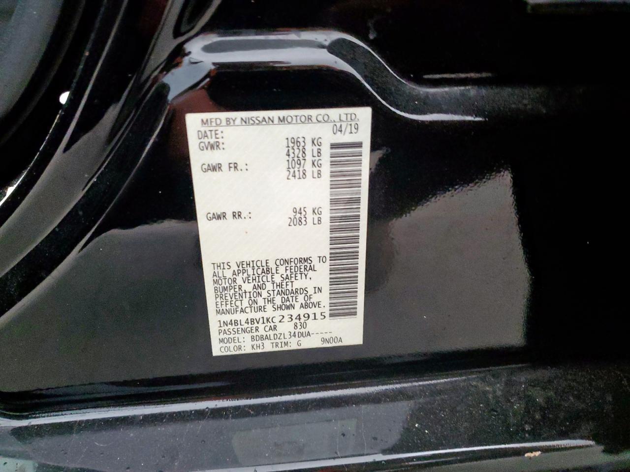 2019 NISSAN ALTIMA