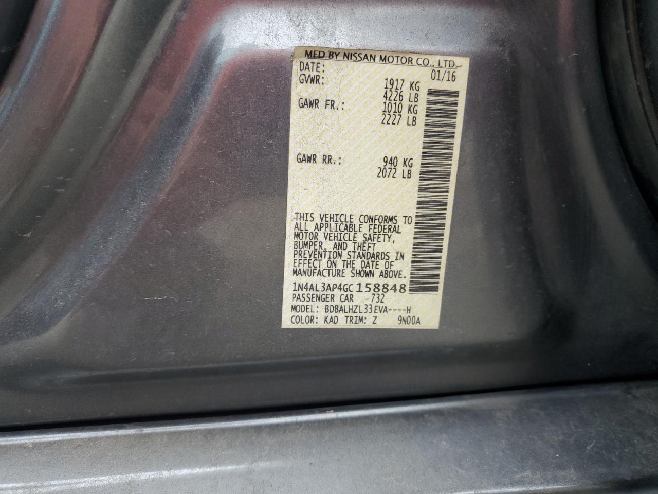 2016 NISSAN ALTIMA