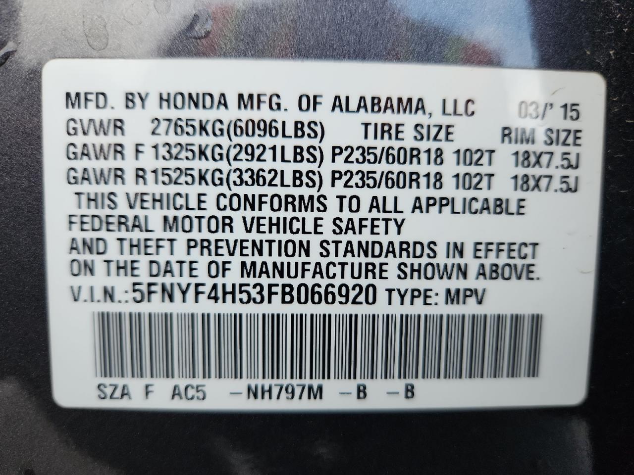 2015 HONDA PILOT