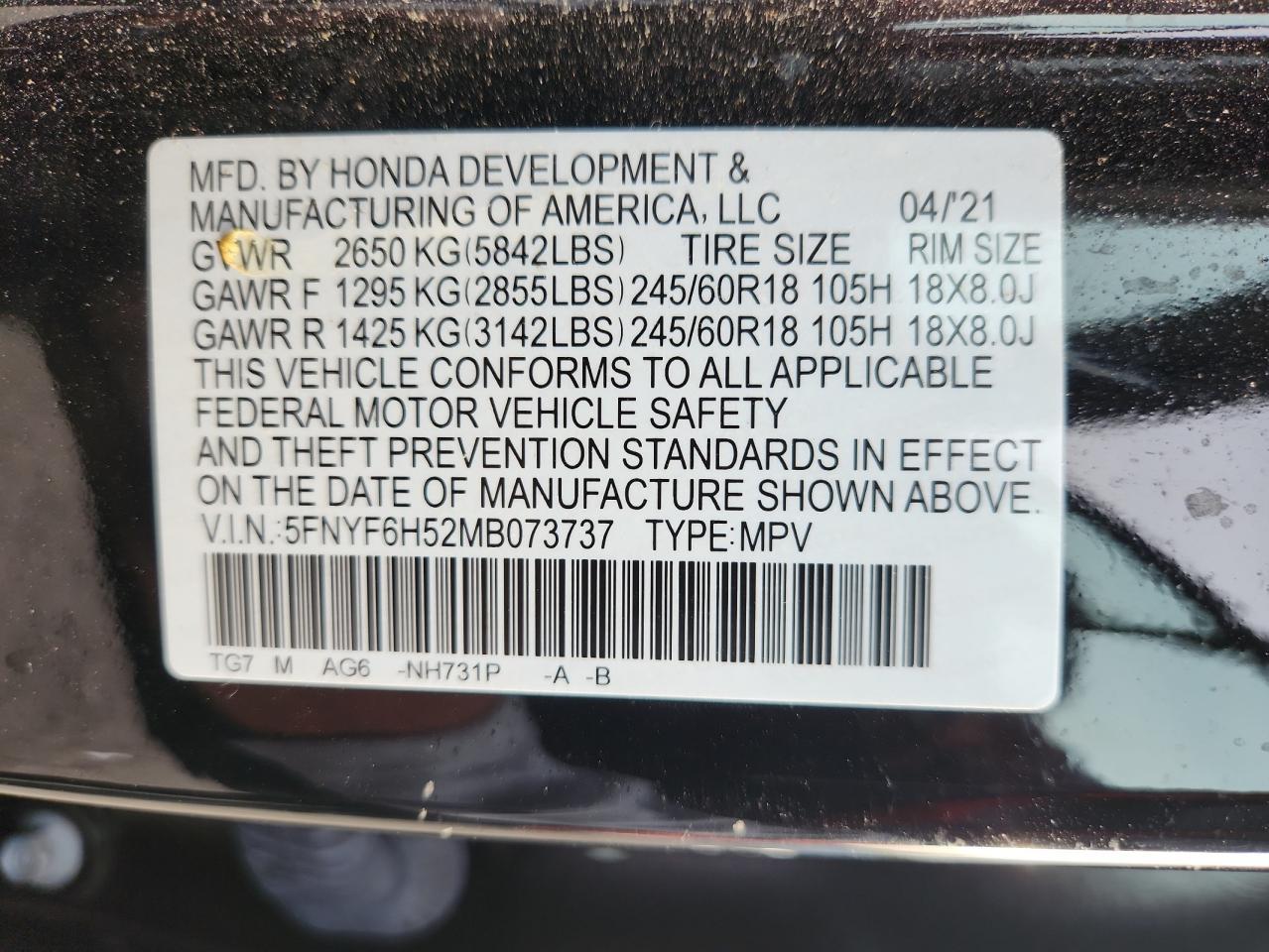 2021 HONDA PILOT