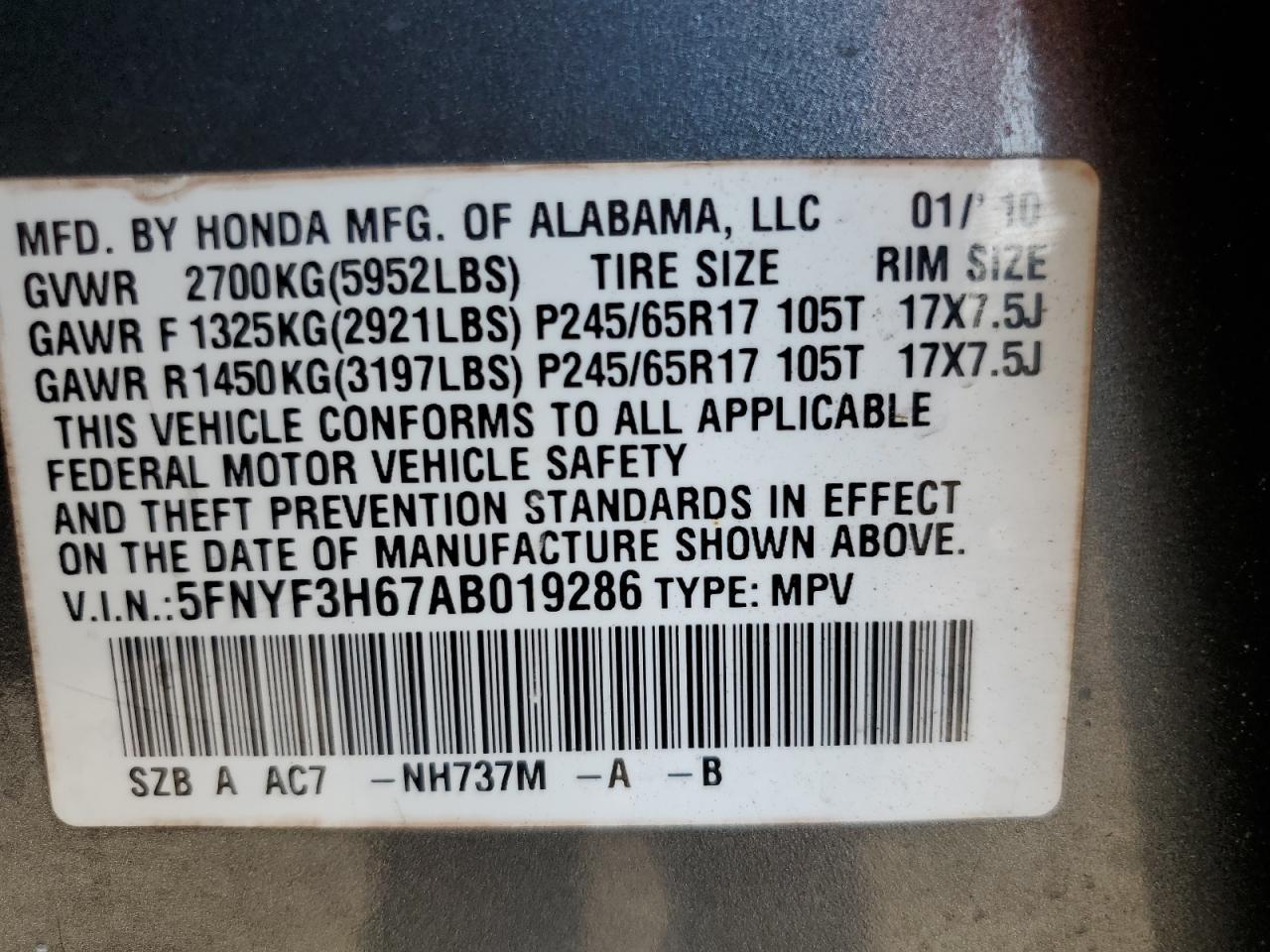 2010 HONDA PILOT