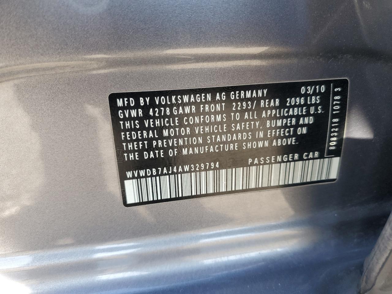 2010 VOLKSWAGEN GOLF