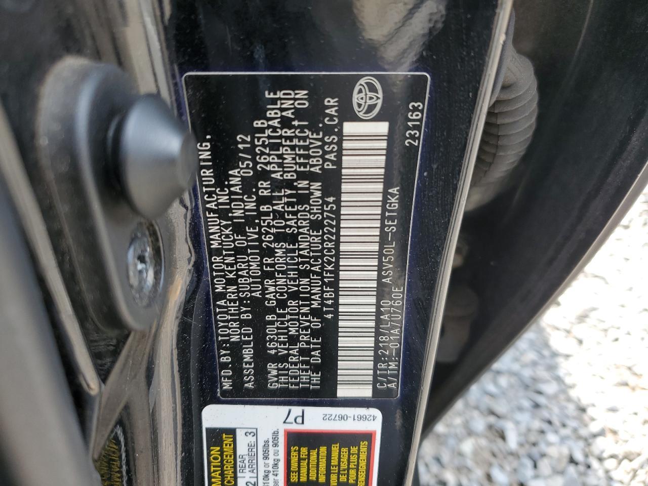 2012 TOYOTA CAMRY