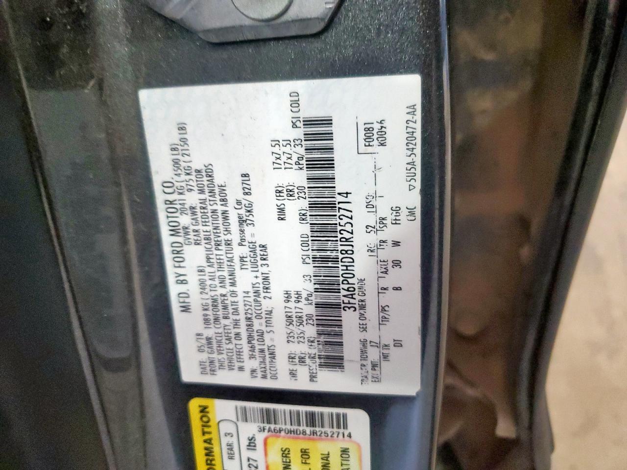 2018 FORD FUSION