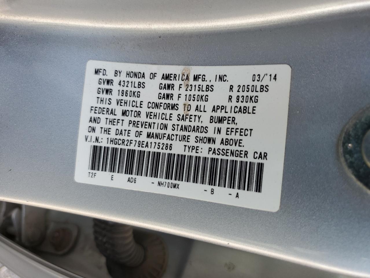2014 HONDA ACCORD
