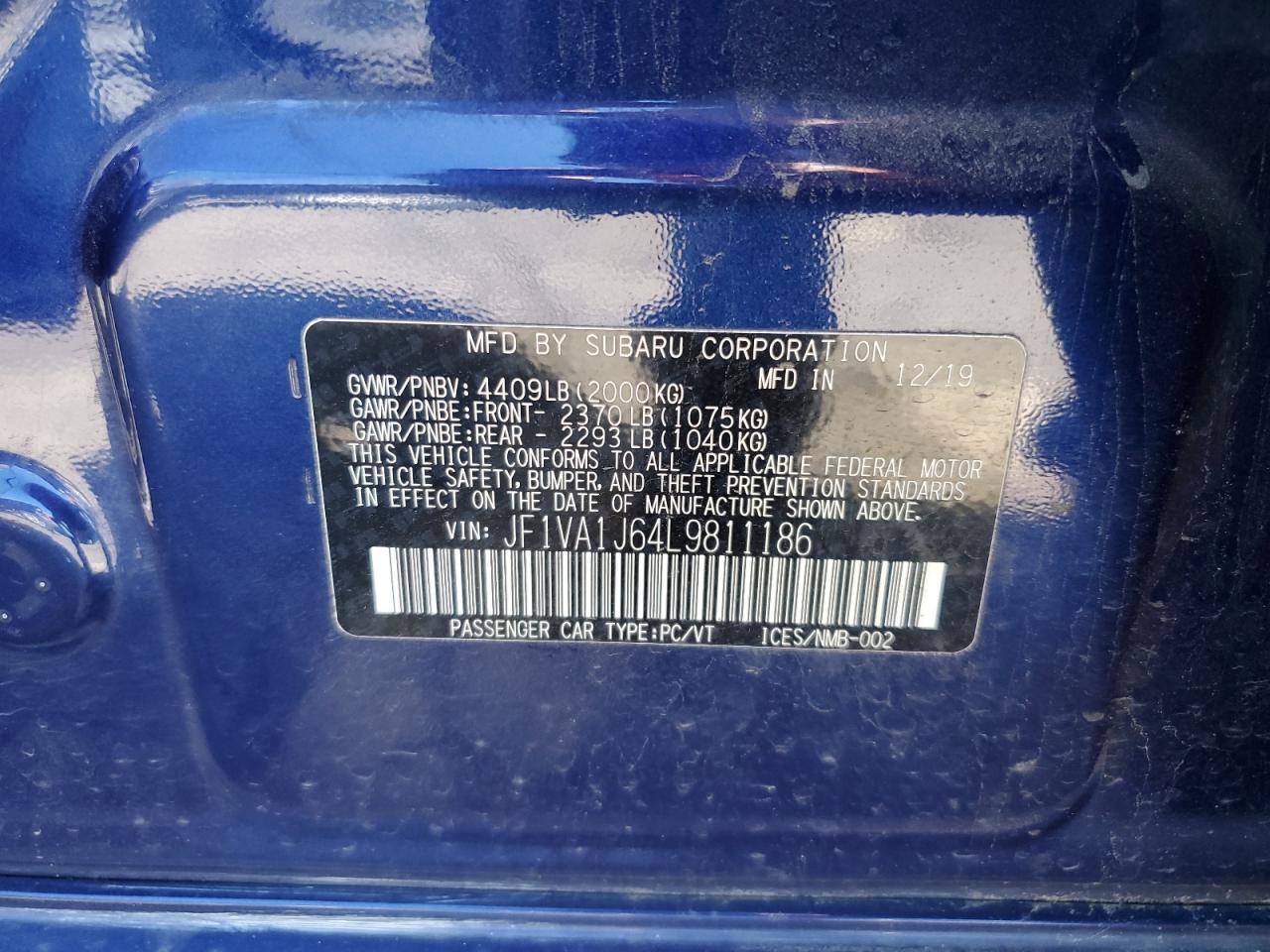 2020 SUBARU WRX