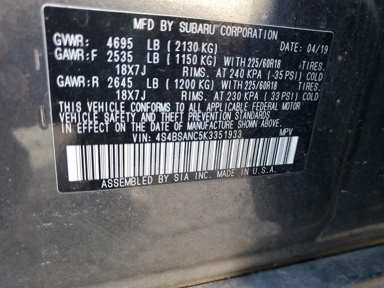 2019 SUBARU Outback
