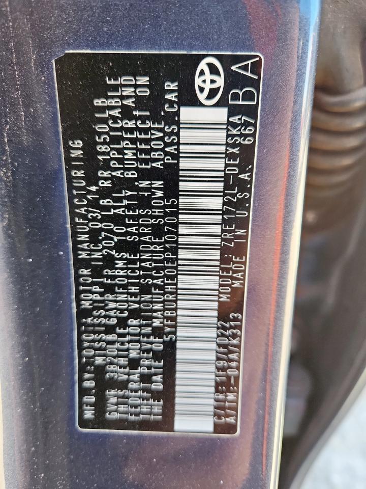 2014 TOYOTA COROLLA